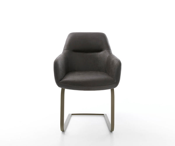 Dining Chair Pejo Microfiber Anthracite Vintage Cantilever Flat Base Titanium Pocket Springs