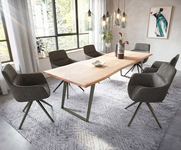 Dining Chair Pejo Microfiber Anthracite Vintage Cross Base 360° Swivel Titanium Pocket Springs