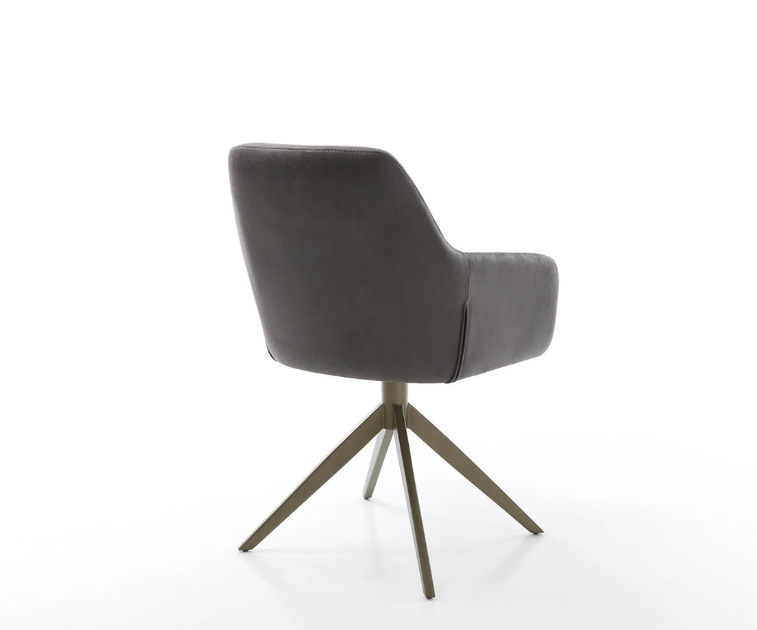 Dining Chair Pejo Microfiber Anthracite Vintage Cross Base 360° Swivel Titanium Pocket Springs