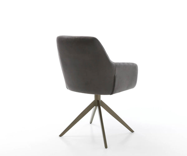 Dining Chair Pejo Microfiber Anthracite Vintage Cross Base 360° Swivel Titanium Pocket Springs