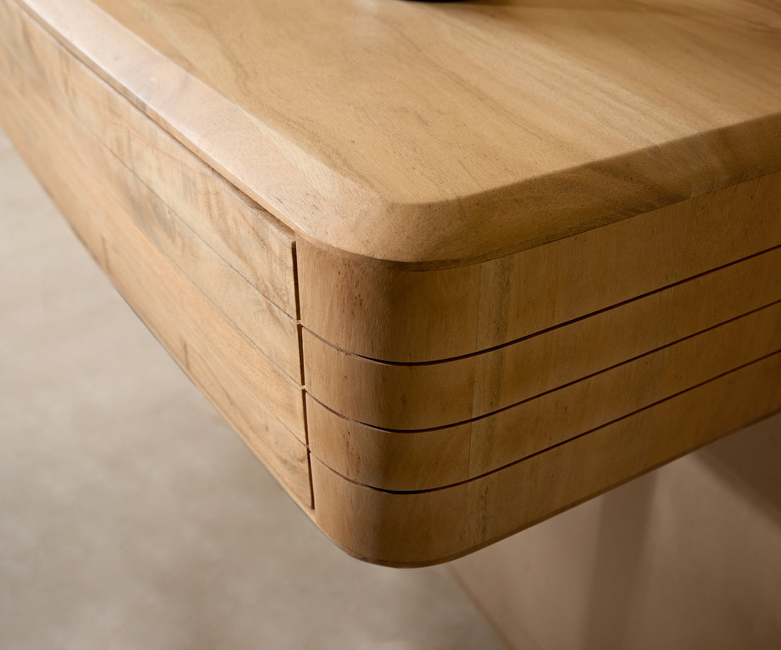 Floating Console Table Nagaru 125cm Acacia Wood Aura 2 Drawers