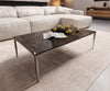 Rectangular Coffee Table Levente 110x60cm Ceramic Emperador Extra Lucidato Brown Metal Frame Silver