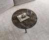 Coffee Table Delron 70x70cm Ceramic Emperador Extra Lucidato Brown Metal Frame Black