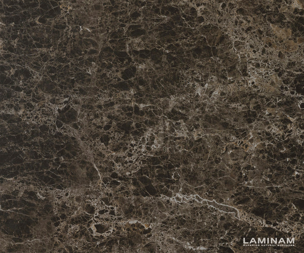 Coffee Table Ekrem 88x85cm Ceramic Emperador Extra Lucidato Brown Haripin Frame Metal Black