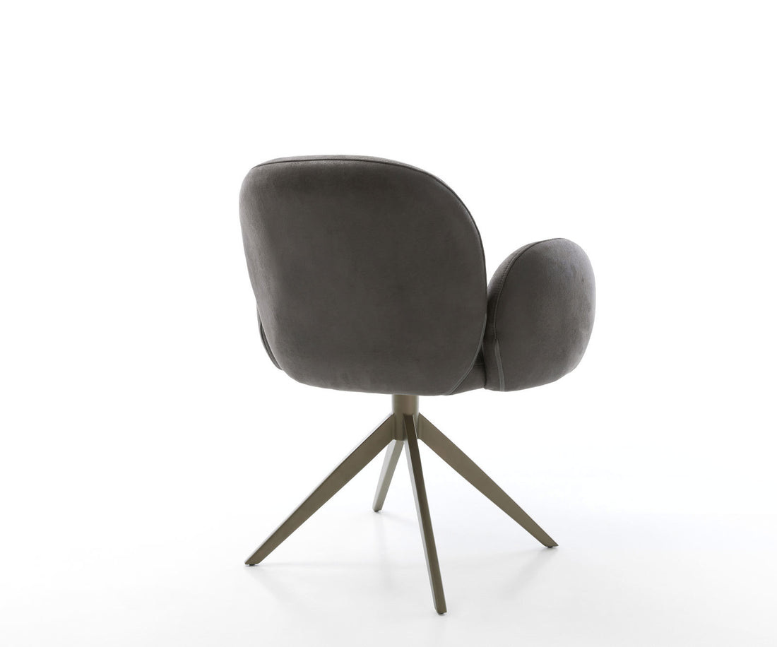 Dining Chair Nube Microfiber Anthracite Vintage Cross Base 360° Swivel With Rocking Function Titanium Pocket Springs