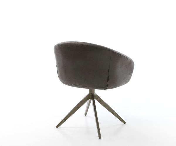 Dining Chair Vinka Microfiber Anthracite Vintage Cross Base 360° Swivel With Rocking Function Titanium Pocket Springs