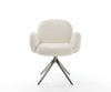 Dining Chair Nube Bouclé White Cross Base 360° Swivel With Rocking Function Graphite Pocket Springs