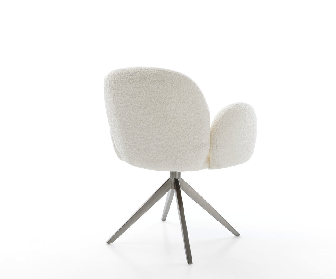 Dining Chair Nube Bouclé White Cross Base 360° Swivel With Rocking Function Graphite Pocket Springs