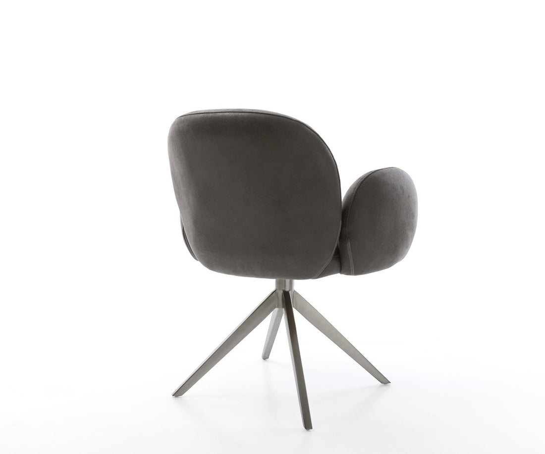 Dining Chair Nube Microfiber Anthracite Vintage Cross Base 360° Swivel With Rocking Function Graphite Pocket Springs