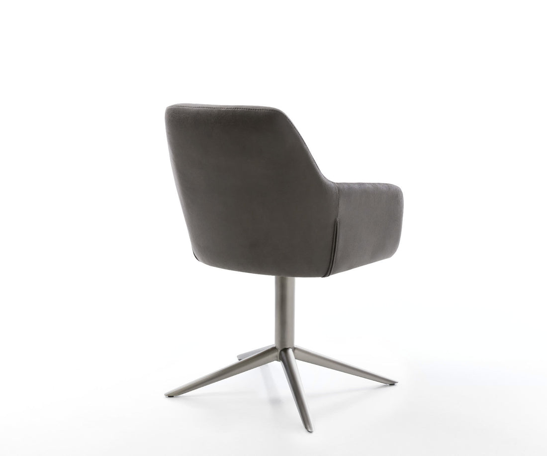 Dining Chair Pejo Microfiber Anthracite Vintage Star Base 360° Swivel With Rocking Function Graphite Pocket Springs