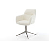 Dining Chair Pejo Bouclé White Star Base 360° Swivel With Rocking Function Graphite Pocket Springs