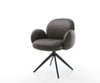 Dining Chair Nube Microfiber Anthracite Vintage Cross Base 360° Swivel With Rocking Function Black Pocket Springs