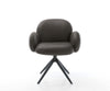Dining Chair Nube Microfiber Anthracite Vintage Cross Base 360° Swivel With Rocking Function Black Pocket Springs
