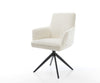 Dining Chair Heira Bouclé White Cross Base 360° Swivel With Rocking Function Black Pocket Springs