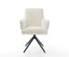Dining Chair Heira Bouclé White Cross Base 360° Swivel With Rocking Function Black Pocket Springs