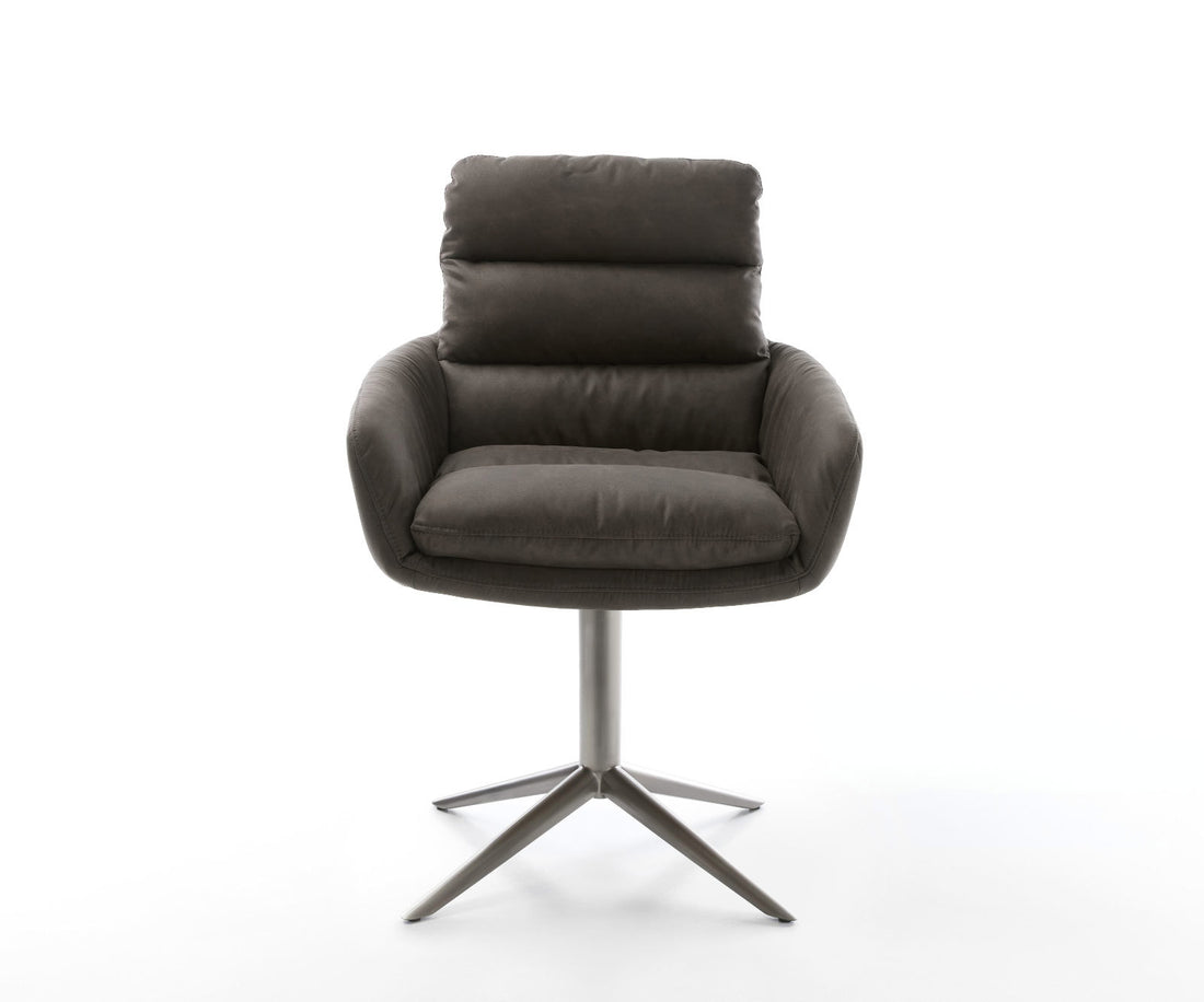 Dining Chair Abelia Microfiber Anthracite Vintage Star Base 360° Swivel With Rocking Function Graphite