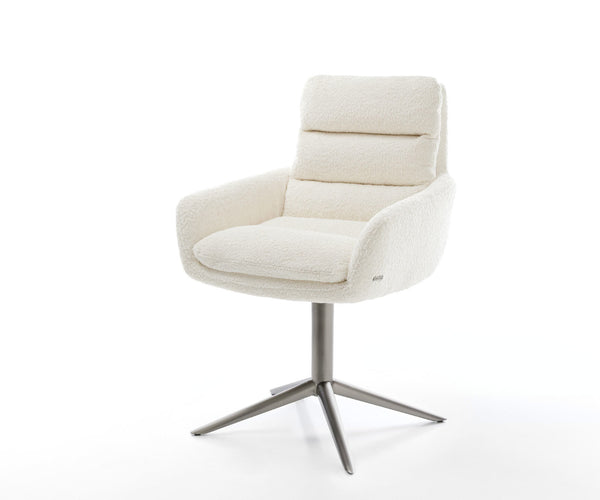 Dining Chair Abelia Bouclé White Star Base 360° Swivel With Rocking Function Graphite