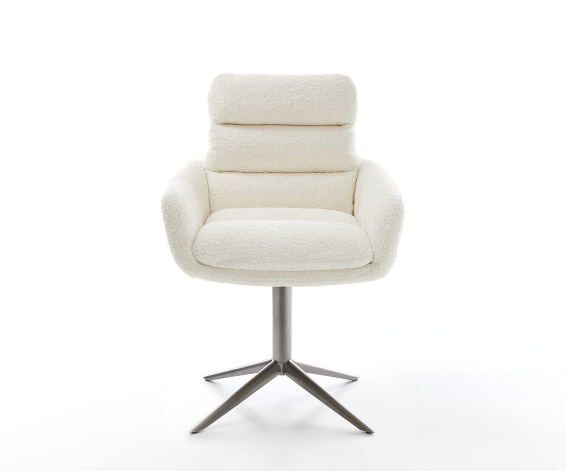 Dining Chair Abelia Bouclé White Star Base 360° Swivel With Rocking Function Graphite