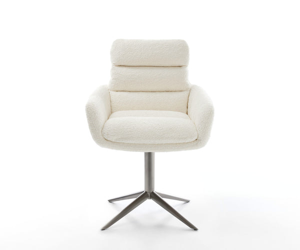 Dining Chair Abelia Bouclé White Star Base 360° Swivel With Rocking Function Graphite