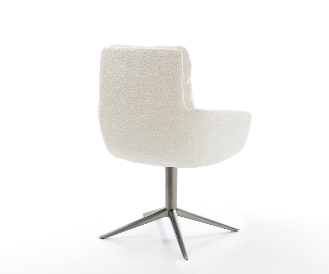 Dining Chair Abelia Bouclé White Star Base 360° Swivel With Rocking Function Graphite