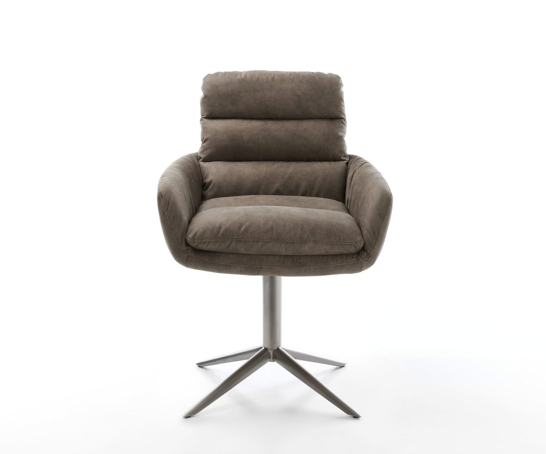 Dining Chair Abelia Microfiber Taupe Vintage Star Base 360° Swivel With Rocking Function Graphite
