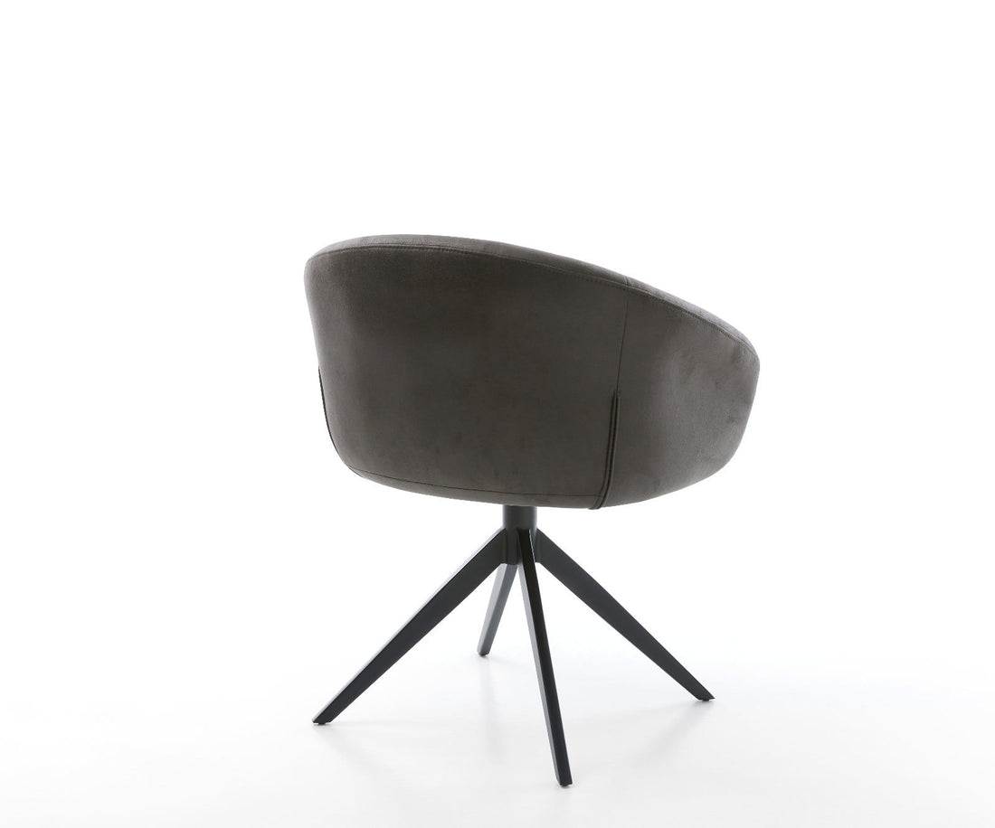 Dining Chair Vinka Microfiber Anthracite Vintage Cross Base 360° Swivel With Rocking Function Black Pocket Springs