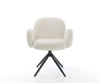 Dining Chair Nube Bouclé White Cross Base 360° Swivel With Rocking Function Black Pocket Springs
