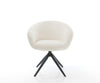 Dining Chair Vinka Bouclé White Cross Base 360° Swivel With Rocking Function Black Pocket Springs