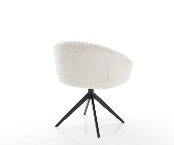 Dining Chair Vinka Bouclé White Cross Base 360° Swivel With Rocking Function Black Pocket Springs