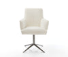 Dining Chair Heira Bouclé White Star Base 360° Swivel With Rocking Function Graphite Pocket Springs