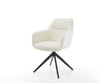 Dining Chair Pejo Bouclé White Cross Base 360° Swivel With Rocking Function Black Pocket Springs
