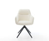 Dining Chair Pejo Bouclé White Cross Base 360° Swivel With Rocking Function Black Pocket Springs