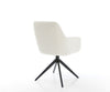 Dining Chair Pejo Bouclé White Cross Base 360° Swivel With Rocking Function Black Pocket Springs