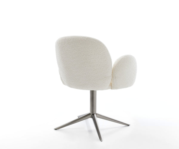 Dining Chair Nube Bouclé White Star Base 360° Swivel With Rocking Function Graphite Pocket Springs
