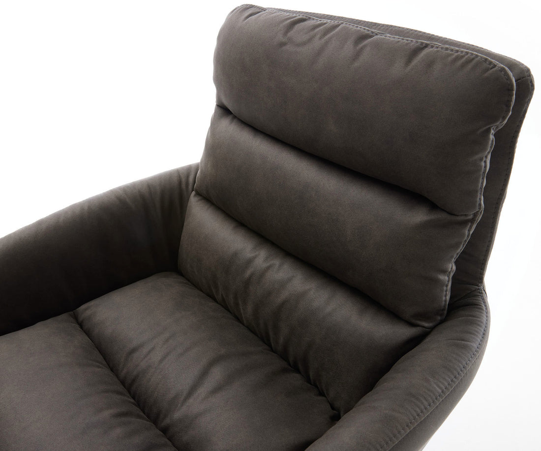 Dining Chair Abelia Microfiber Anthracite Vintage Cross Base 360° Swivel With Rocking Function Black