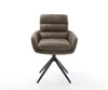 Dining Chair Abelia Microfiber Taupe Vintage Cross Base 360° Swivel With Rocking Function Black