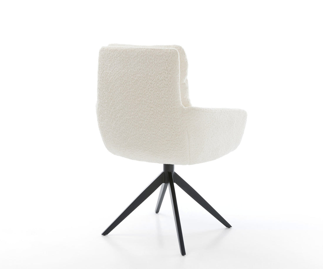 Dining Chair Abelia Bouclé White Cross Base 360° Swivel With Rocking Function Black
