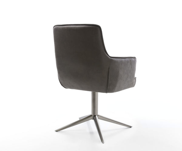 Dining Chair Heira Microfiber Anthracite Vintage Star Base 360° Swivel With Rocking Function Graphite Pocket Springs