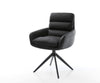 Dining Chair Abelia Natural Leather Black Cross Base 360° Swivel With Rocking Function Black