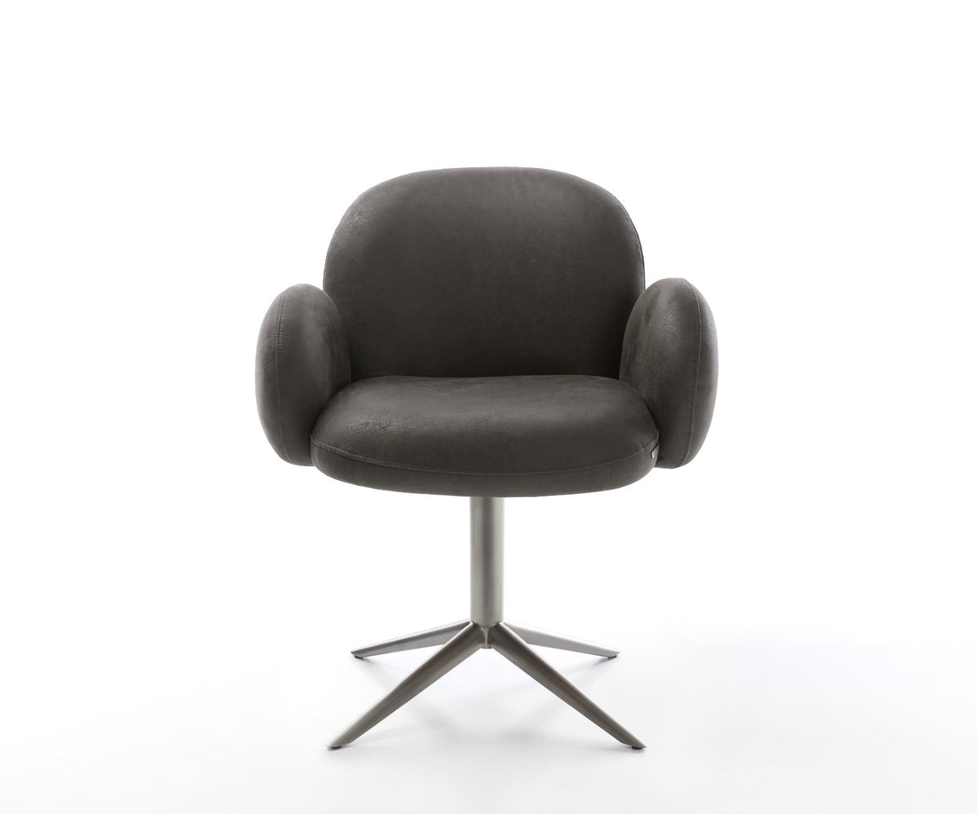Dining Chair Nube Microfiber Anthracite Vintage Star Base 360° Swivel With Rocking Function Graphite Pocket Springs