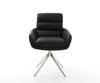Dining Chair Abelia Natural Leather Black Cross Base 360° Swivel With Rocking Function Silver