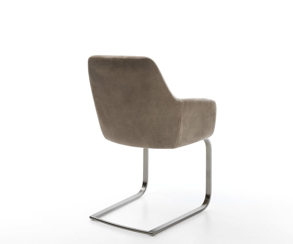 Dining Chair Pejo Microfiber Taupe Vintage Cantilever Flat Base Graphite Pocket Springs