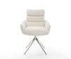 Dining Chair Abelia Bouclé White Cross Base 360° Swivel With Rocking Function Silver