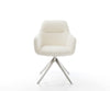 Dining Chair Pejo Bouclé White Cross Base 360° Swivel With Rocking Function Silver Pocket Springs