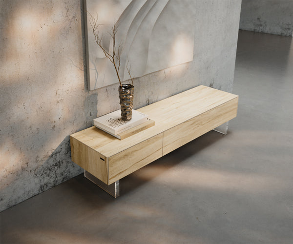 TV Stand Cuor 150cm Ceramic Sabbia Oak 1 Flap Door 1 Drawer Acryl Feet