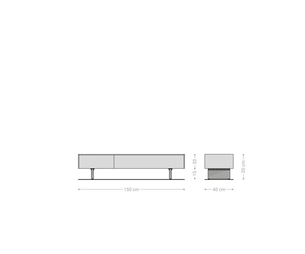 TV Stand Cuor 150cm Ceramic Emperador Extra Lucidato 1 Flap Door 1 Drawer Acryl Feet