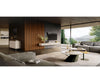 TV Stand Cuor 150cm Ceramic Travertino Bianco 1 Flap Door 1 Drawer Narrow Feet Black