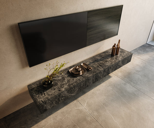 Floating TV Stand Cuor 200cm Ceramic Emperador Extra Lucidato 1 Flap Door 1 Drawer