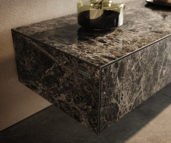 Floating TV Stand Cuor 250cm Ceramic Emperador Extra Lucidato 1 Flap Door 1 Drawer