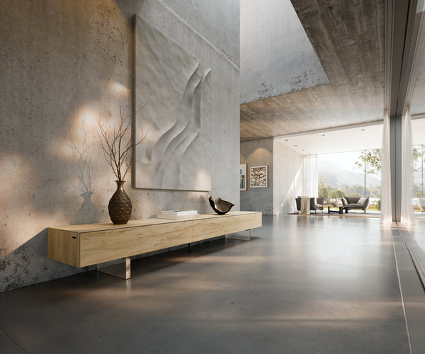 TV Stand Cuor 250cm Ceramic Sabbia Oak 1 Flap Door 1 Drawer Acryl Feet